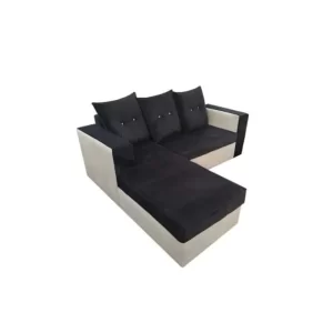 Canapé d'angle 3 places - Velours - Moderne - Gris et Noir