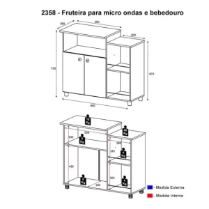 Armoire de rangement cuisine - Multifonctions - AR-2358 - Blanc