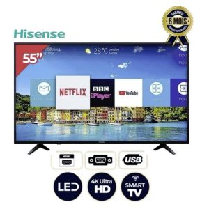 Smart TV Hisense 55 pouces - 55A6H- 4K UHD - LED - Noir - 6 mois de garantie