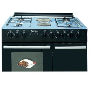 Cuisinière à gaz - DELTA SHINE LINE -DSO-609SLIXBL- 4 Feux + 2 Plaques chauffantes - Avec allumage électrique et automatique - 60 x 90 cm - Noir - Garantie 6 Mois