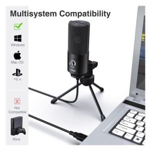 Microphone à condensateur en métal - FIFINE USB -K669B pour l'enregistrement des voix - Noir