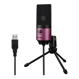 Microphone à condensateur en métal - FIFINE USB -K669B pour l'enregistrement des voix - Rose rouge