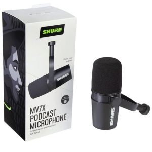 Microphone professionnel pour podcast - Shure- Mv7X - Compatible universel XLr
