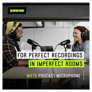 Microphone professionnel pour podcast - Shure- Mv7X - Compatible universel XLr