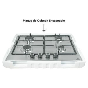 Plaque de cuisson Encastrable - EUROLUX - EL001 - 4 Feux - Allumage Électrique - 60 x 60 Cm - INOX - Garantie 6 mois